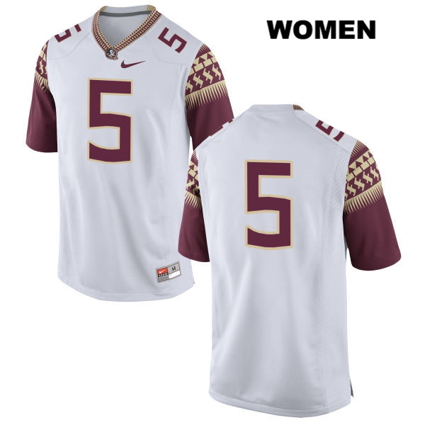 Women's NCAA Nike Florida State Seminoles #5 Dontavious Jackson College No Name White Stitched Authentic Football Jersey KDP7769RT